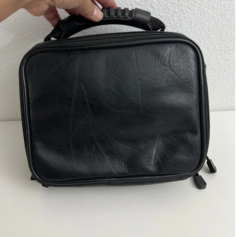 Memorex‎ Black Faux Leather Portable CD Player Camera Case Tech Bag Organizer